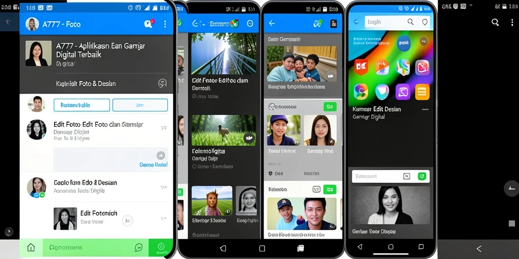 Antarmuka A7777 dengan berbagai fitur pengeditan gambar digital.