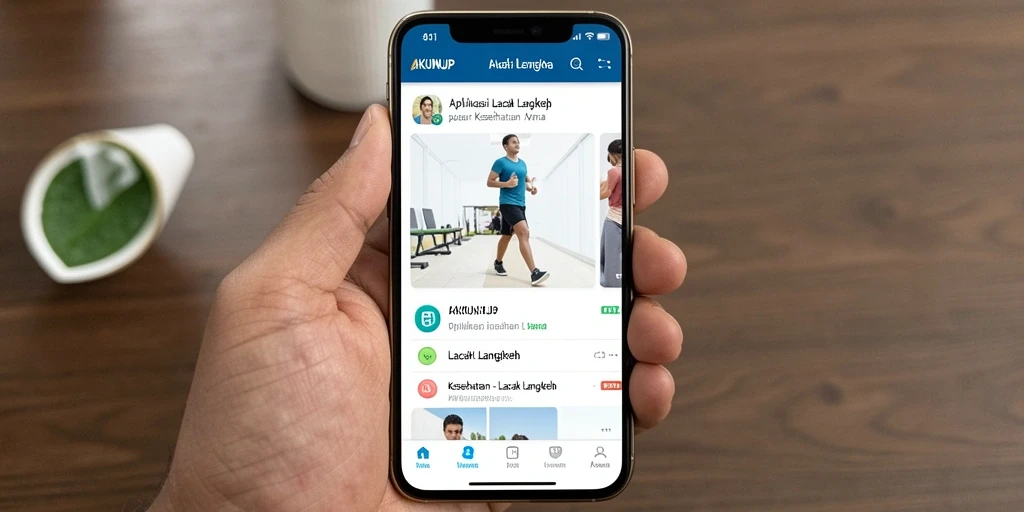 Tampilan antarmuka aplikasi AKUNJP yang menampilkan fungsi lacak langkah.