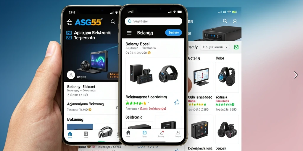 Tampilan antarmuka aplikasi ASG55 untuk belanja elektronik.