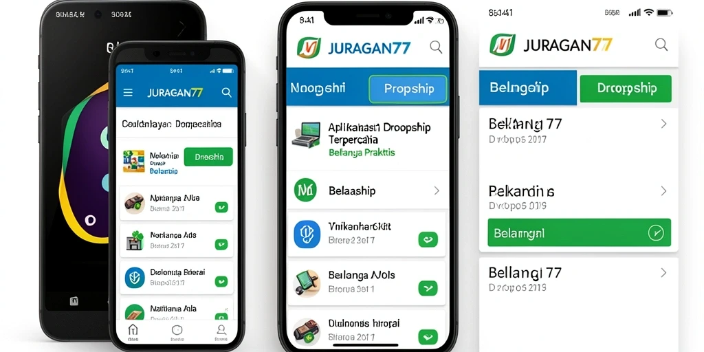 Tampilan antarmuka aplikasi JURAGAN77 dengan fitur dropshipping yang praktis.