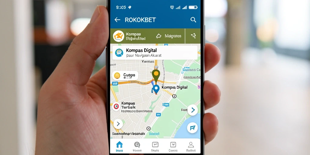 Screenshot aplikasi ROKOKBET menunjukkan kompas digital yang akurat.