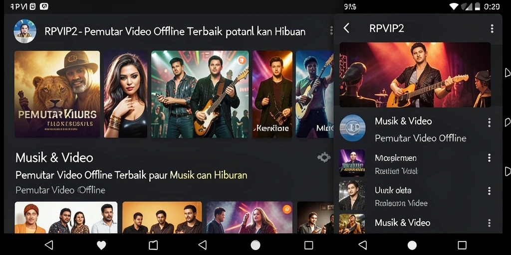 Tampilan antarmuka RPVIP2 yang intuitif dan menarik saat memutar video offline.
